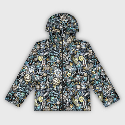 Женская ветровка Космонавт, ракета и планета / 3D-Черный – фото 1