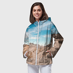 Ветровка с капюшоном женская Небо и песок, цвет: 3D-белый — фото 2