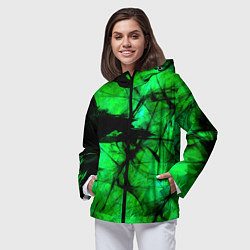 Ветровка с капюшоном женская Зеленый фантом, цвет: 3D-черный — фото 2