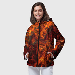Ветровка с капюшоном женская Огенная лава, цвет: 3D-черный — фото 2