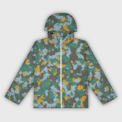 Ветровка с капюшоном женская Цифровой камуфляж - зелено-голубой, цвет: 3D-белый