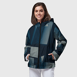 Ветровка с капюшоном женская Множество объёмных прямоугольников и фигур, цвет: 3D-черный — фото 2