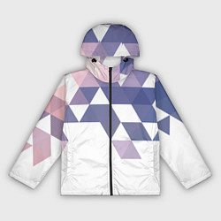 Ветровка с капюшоном женская Розово-фиолетовый паттерн и белый фон, цвет: 3D-черный
