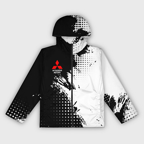 Женская ветровка Mitsubishi - черно-белая абстракция / 3D-Черный – фото 1
