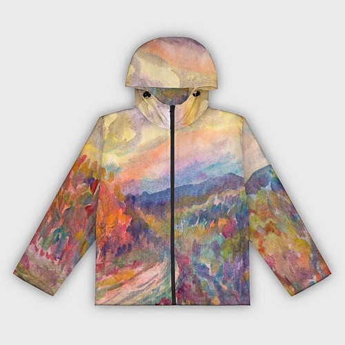 Женская ветровка Осенний пейзаж акварель / 3D-Черный – фото 1