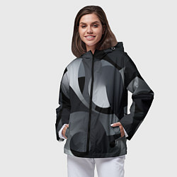 Ветровка с капюшоном женская Спирали абстракция, цвет: 3D-черный — фото 2
