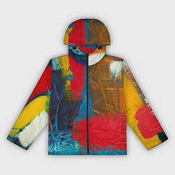 Ветровка с капюшоном женская Разноцветные мазки краской, цвет: 3D-черный