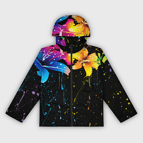 Женская ветровка Цветные лилии / 3D-Черный – фото 1