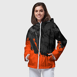 Ветровка с капюшоном женская Black & Orange, цвет: 3D-белый — фото 2