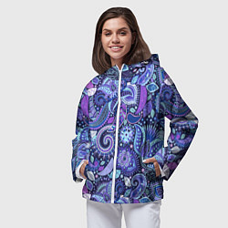 Ветровка с капюшоном женская Flower patterns, цвет: 3D-белый — фото 2