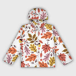 Ветровка с капюшоном женская Осенний паттерн - листья, цвет: 3D-белый