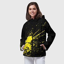 Ветровка с капюшоном женская Желтые брызги, цвет: 3D-черный — фото 2