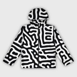 Ветровка с капюшоном женская Черно-белый фон, цвет: 3D-черный