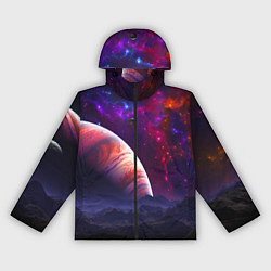 Ветровка с капюшоном женская Бесконечное космическое пространство - Планета, цвет: 3D-черный