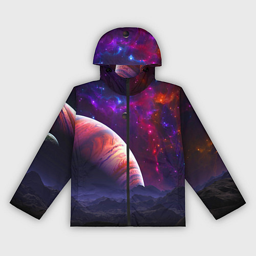 Женская ветровка Бесконечное космическое пространство - Планета / 3D-Черный – фото 1