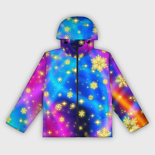Женская ветровка Снежинки и звезды - яркие цвета / 3D-Черный – фото 1