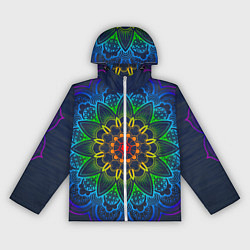 Ветровка с капюшоном женская Радужная мандала удачи, цвет: 3D-белый