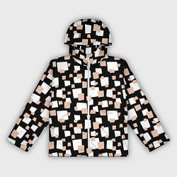 Ветровка с капюшоном женская Геометрические фигуры разных размеров, цвет: 3D-белый