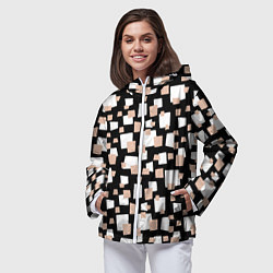 Ветровка с капюшоном женская Геометрические фигуры разных размеров, цвет: 3D-белый — фото 2