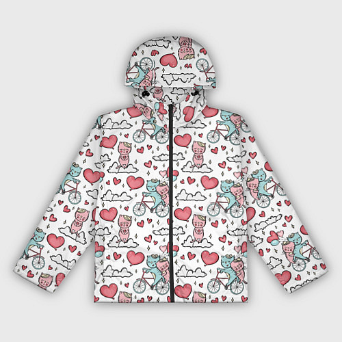 Женская ветровка Влюблённые кот и кошка на велосипеде / 3D-Черный – фото 1