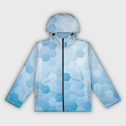 Ветровка с капюшоном женская Светло-синяя текстура-паттерн, цвет: 3D-черный