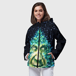 Ветровка с капюшоном женская Мудрое Новогоднее Дерево, цвет: 3D-черный — фото 2