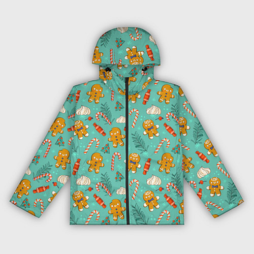 Женская ветровка Новогодний паттерн с печеньем и конфетами / 3D-Черный – фото 1