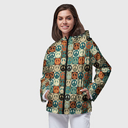 Ветровка с капюшоном женская Peace symbol pattern, цвет: 3D-черный — фото 2