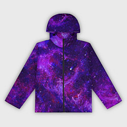 Ветровка с капюшоном женская Неоновый космос и звезды, цвет: 3D-черный