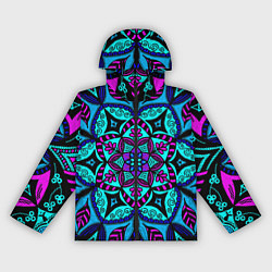 Ветровка с капюшоном женская Яркая цветная мандала, цвет: 3D-черный