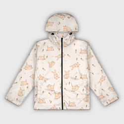 Ветровка с капюшоном женская Милый кролик паттерн, цвет: 3D-черный