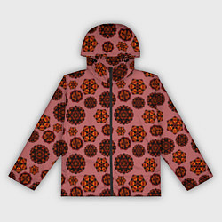 Ветровка с капюшоном женская Мандалы на сливовом фоне, цвет: 3D-черный