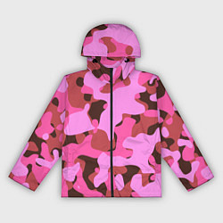 Ветровка с капюшоном женская Абстракция в розовых тонах, цвет: 3D-черный