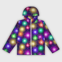 Ветровка с капюшоном женская Праздничный салют - фейерверк, цвет: 3D-белый