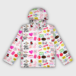 Ветровка с капюшоном женская Love inscriptions, цвет: 3D-белый