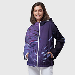 Ветровка с капюшоном женская Фиолетовый абстрактный фон и стеклянные лезвия, цвет: 3D-белый — фото 2