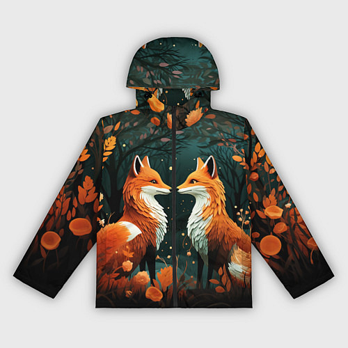 Женская ветровка Две лисоньки в стиле Folk Art / 3D-Черный – фото 1