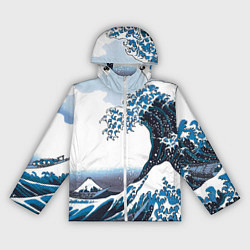 Ветровка с капюшоном женская Цунами в Японии, цвет: 3D-белый