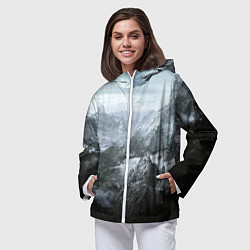 Ветровка с капюшоном женская Природа Скайрима, цвет: 3D-белый — фото 2