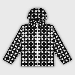 Ветровка с капюшоном женская Черно-белая геометрия, цвет: 3D-белый