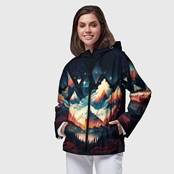 Ветровка с капюшоном женская Футуризм горы, цвет: 3D-черный — фото 2