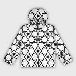 Ветровка с капюшоном женская Чёрно-белый абстрактный паттерн из звёзд, цвет: 3D-черный