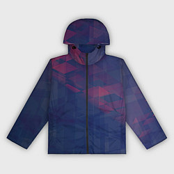 Ветровка с капюшоном женская Абстрактный прозрачный стеклянный фиолетовый патте, цвет: 3D-черный