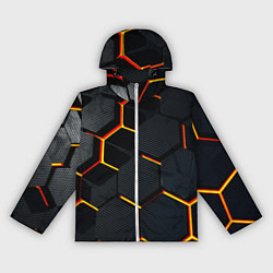 Ветровка с капюшоном женская Плиты стиль соты киберпанк, цвет: 3D-белый