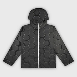 Ветровка с капюшоном женская Abstraction hexagon grey, цвет: 3D-белый