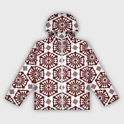 Ветровка с капюшоном женская Ромб и орнамент, цвет: 3D-белый