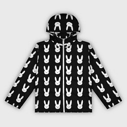 Ветровка с капюшоном женская Bunny pattern black, цвет: 3D-белый