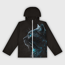 Ветровка с капюшоном женская Кошечка с голубыми глазами, цвет: 3D-белый