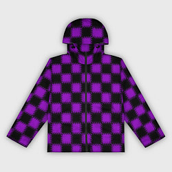 Ветровка с капюшоном женская Фиолетовый черный узор Шахматка, цвет: 3D-черный