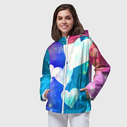 Ветровка с капюшоном женская Dreamy Hearts Multicolor, цвет: 3D-белый — фото 2